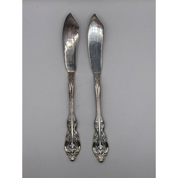 Oneida Silver Silverplate 1965 Community Pierced flat Butter Knives Set Of 2 - Picture 2 of 3